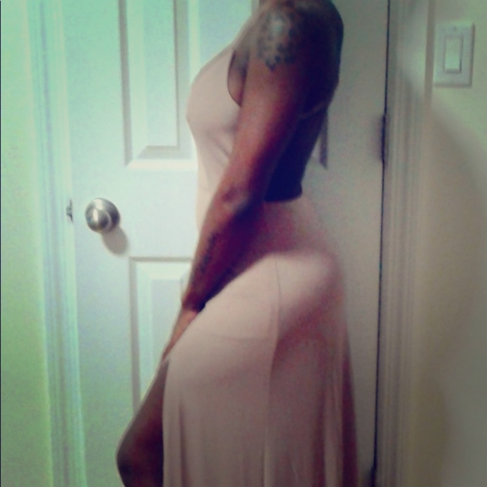 Sexy open back dress with double splits